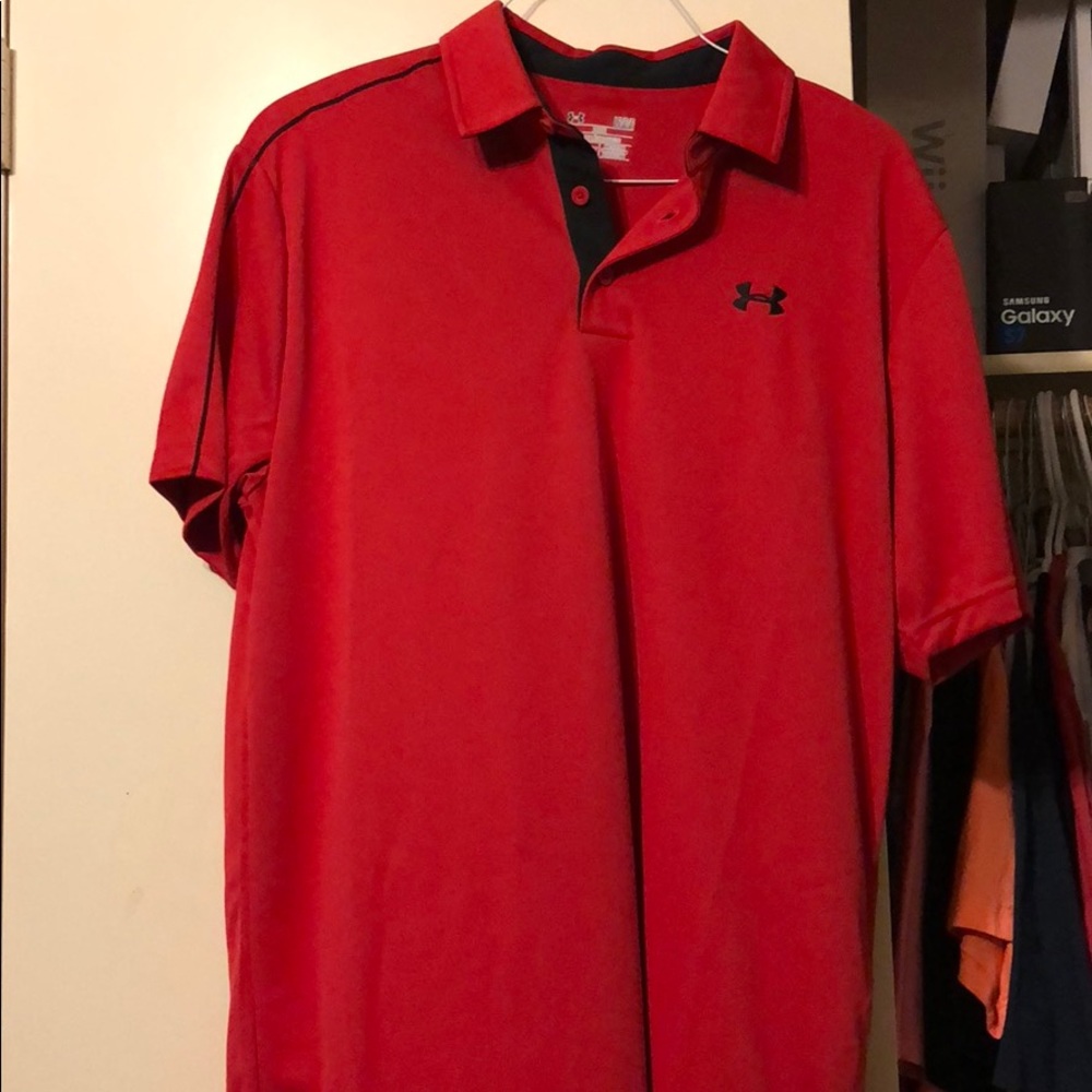 Men’s red athletic polo